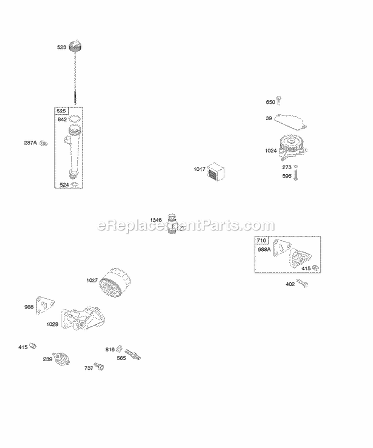 Lubrication Diagram and Parts List for 294772-0320-01  Briggs and Stratton Engine
